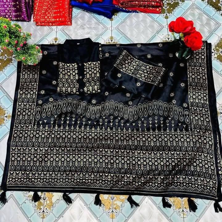 জাপানি সিল্ক শাড়ি নরম ও আরামদায়ক স্কিন প্রিন্টের নিখুঁত কাজ